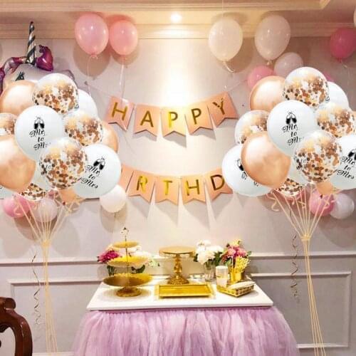 15pcs 12-Inch Just Married Pattern Latex Confetti Balloons Set 2019 New Combination Mr To Mrs Pattern Wedding Decoration Balloo