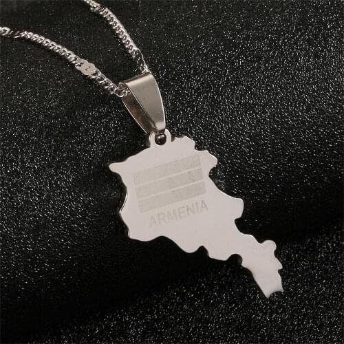 Stainless Steel Armenia Map Pendant Necklace Armenians Country Map Jewelry