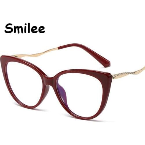 Retro New Anti Blue Ray Computer Glasses Women 2021 Brand Design Cat Eye Blue Light Blocking Fashion Flat Mirrorr Optical Frames