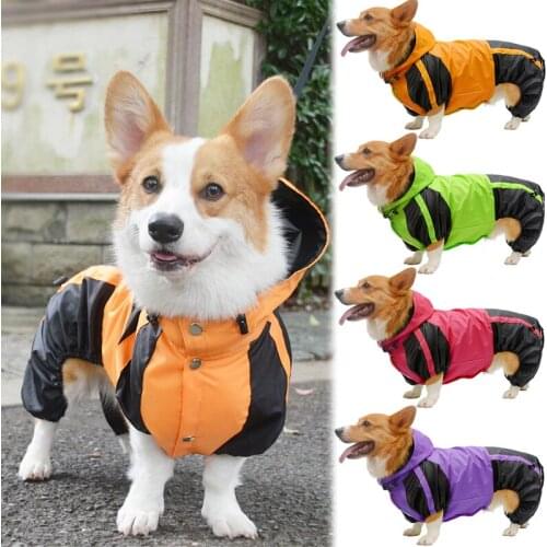 Corgi Dog Clothes Jumpsuit Waterproof Clothing Pembroke Welsh Corgi Dog Raincoat Hooded Rain Jacket Dropship Pet Outfit