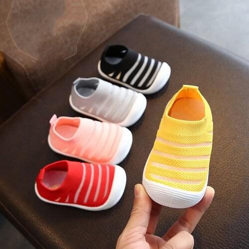 Autumn Toddler Shoes Stripe Baby Girl Shoes Soft Bottom First Walkers Mesh Breathable Kids Boys Sneakers SZX001