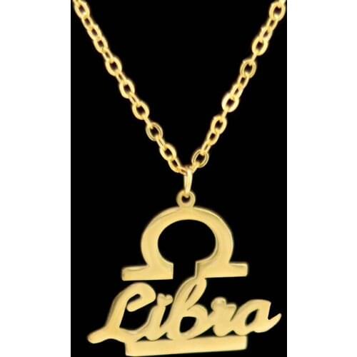 Pendant Necklace Letter Libra Stainless Steel Zodiac Sign Constellation Signs Necklaces For Women 12 Constellation Jewelry Women