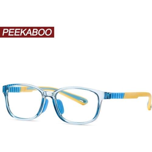 Peekaboo silicone TR90 children blue light glasses optical square glasses frame kids clear lens boys accessories green red