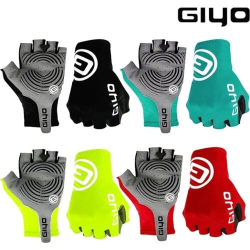 Giyo Half-finger Gloves Anti-slip Bicycle Mitten Lycra Fabric Mens Cycling Fingerless Gloves MTB Road Bike Summer Short Gloves