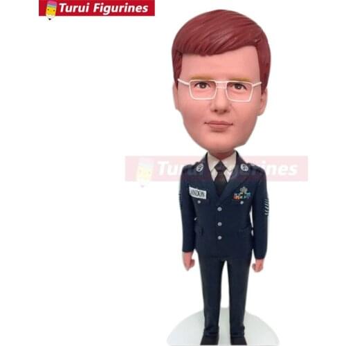 Soldier Personalized Boyfriend Gift Bobble Head Clay Figurine Based on Customers' Photos Using As Birthday Cake Topper, Gift, De