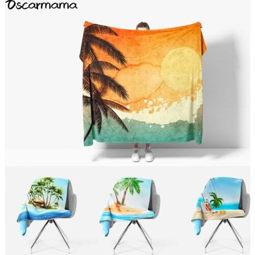 Vacation Hawaii Palmier Tropical Summer Holiday Beach Cover Picnic Thermal Blanket Bedspread Winter Bed Ornamental Decoration