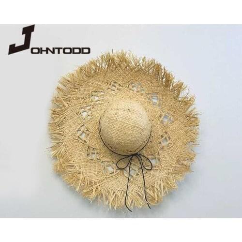 New Fashion Ladies Summer Wide Brim Raffia Straw Hats Floppy Sun Hat for Women Big Brim Panama Lady Beach Hats Cap Chapeau Femme