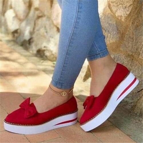 Summer Womens Loafer Shallow Slip on Ladies Flats Platform Casual Bow Walking Shoes Female Sewing Woman Fashion Footwear 2021