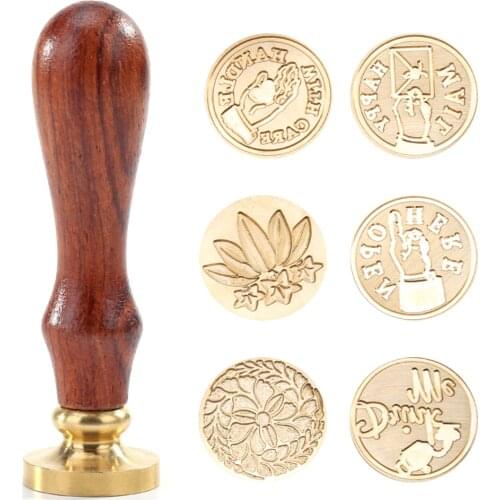 Bee Pattern Sealing Wax Stamp Antique Rosewood Handle Metal Envelope Personal Documents Wedding Handmade Hobby DIY Tools