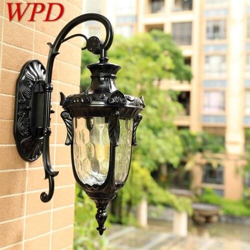 WPD Outdoor Wall Lamp Classical Retro Black Lighting LED Sconces Waterproof Decorative for Home Aisle