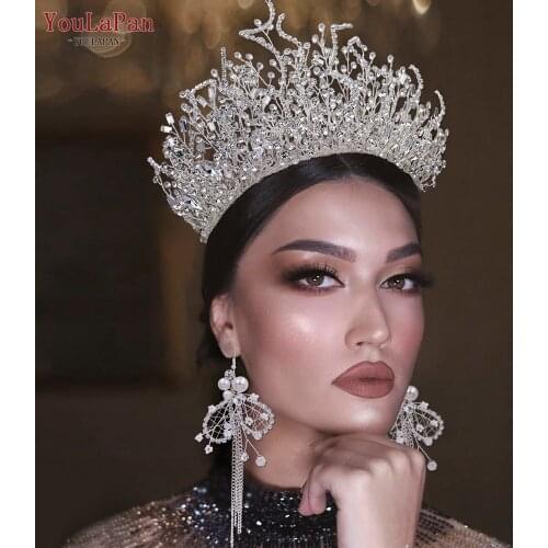 YouLaPan HP369 Bridal Jewelry Sets Rhinestone Tiaras Crown Fashion Queen For Wedding Crown Headpiece Wedding Hair Accessories
