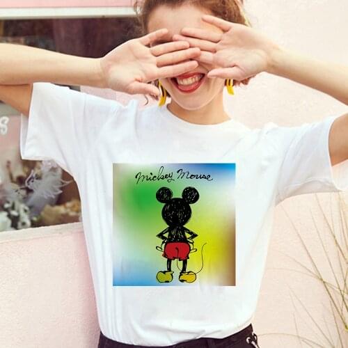 Disney Mickey Mouse Cartoon Print Cartoon T-shirt Women Kawaii Anime O-Neck Short Sleeve Female Clothes Dropship Tee Tops