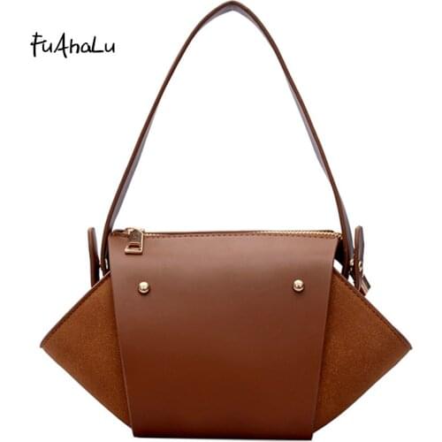 FuAHaLu New womens fashion frosted portable shoulder bag wild chain wings rivets bag messenger bag