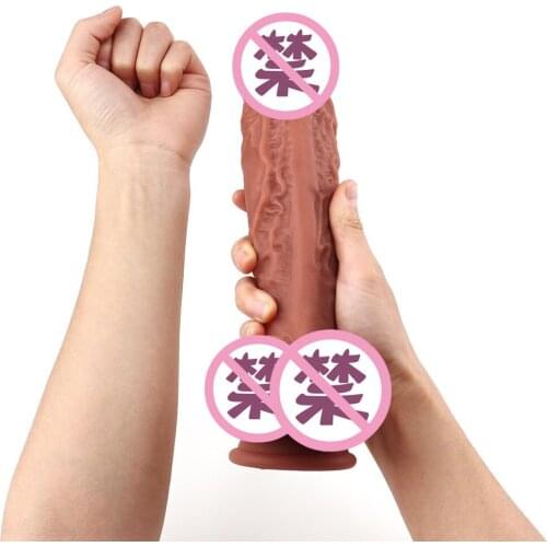 Female silicone lifelike long thick penis masturbator big penis female orgasm stick male lower body adult products