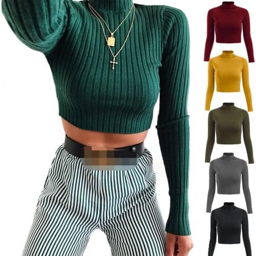 Knitwear Women 2020 Autumn Winter Half High Collar Solid Color Knitted Long Sleeve Top Ladies Elegant Sexy Slim Fit Thin Sweater