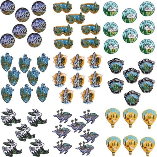 10Pcs/Set Mountain Patch Embroidered Patches On Clothes Iron On Patches For Clothing Outdoor Applique Camping Stripe Patch DIY