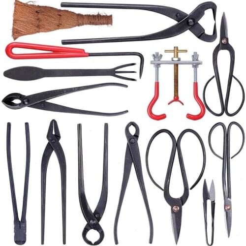 14Pcs/set Carbon Steel Shear Scissors Set Garden Bonsai Pruning Tool Extensive Cutter Scissors Kit with Nylon Case