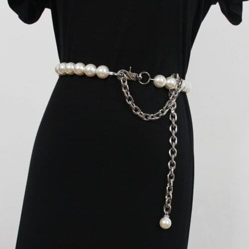 2021 Big Pearl Beading Waist Chain Elegant Ladies Pearl Waist Belt Dress Decoration Female Metal Alloy Shirt Ceinture Strap