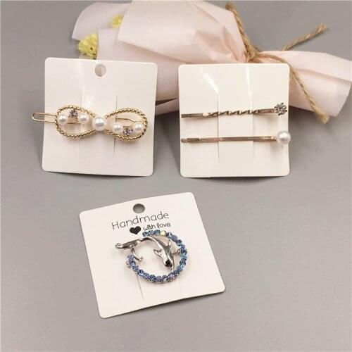 50Pcs Blank Printed White Color Kraft Paper Hair Clip Card Fashion Hairpin Jewelry Cards Hair Accessory Packaging Displays Cards