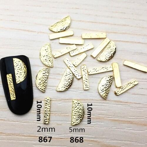 50pcs/pack Japan Alloy Nail Art 3D Scrub Rectangle Moon Metal Accessories Decoration for Phototherapy Nail Sticker DIY