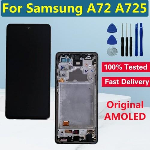 6.7"Original For Samsung Galaxy A72 A725 A725F LCD Display Touch Digitizer Screen For Samsung A72 SM-A725F AMOLED LCD With Frame