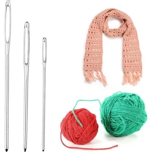 AYEVIN 9Pcs/set Large Eye Metal Needles Cross Stitch Knitting Crochet Hook Set with Case DIY Sewing Accessories