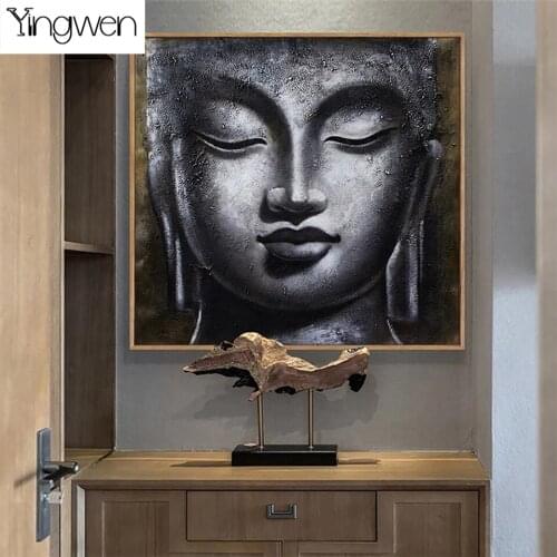Diamond Embroidery Abstract Art Black And White Buddha Statue, Religion 5D DIY Diamond Painting Diamond Mosaic Needlework Home