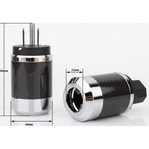 BCF2-R Hi-End Black Carbon Fiber Rhodium Plated US Power Cable IEC Connector Female male HIFI DIY Mains Power Cable