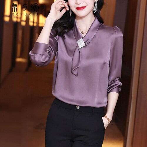 Women Blouse Satin Womens Long Sleeve 2021 Spring Top Fabric Big Brand Womens Shirt Blusas Mujer De Moda