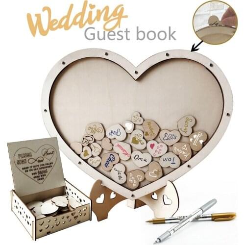Wood Hearts Wedding Guest Book Alternative, Heart Drop Guest Book Rustic Wooden Love Heart Wedding Table Scatter Decoration Craf