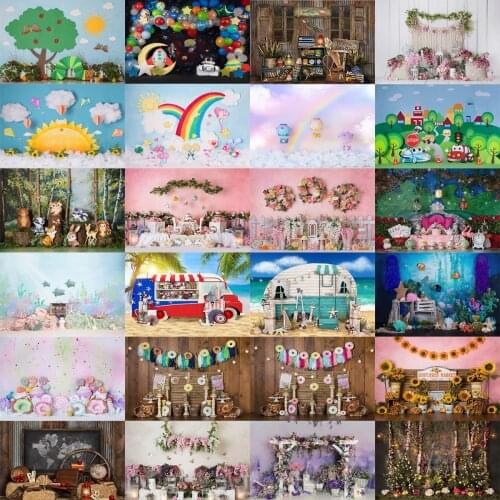 Kids 1st Birthday Background Portrait Photography Spring Summer New Styles Decor Boy Girl Cake Smash Photostudio Baby Backdrop