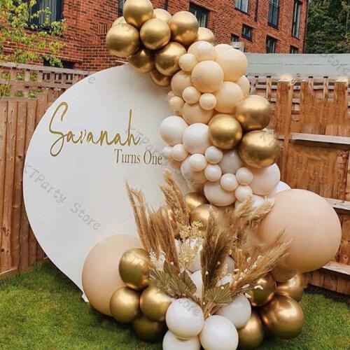 DIY Baby Shower Party Wedding Decoration Balloon Garland Arch Kit White Gold Retro Skin Ballon Arch Kit Kid Adult Wedding Decor