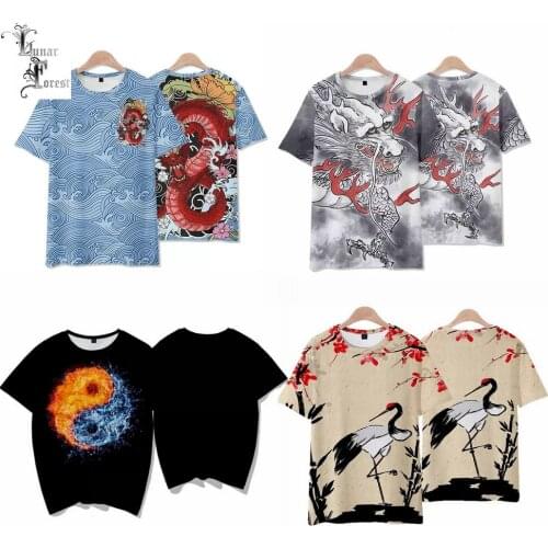 Chinese Style Dragon Eight Trigrams 3D Printing T-shirt Summer Fashion Round Neck Short Sleeve Popular Streetwear Plus Size