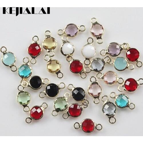 Round Shape Colourful Faceted Connector Pendent Crystal Bezel Connector Crystal Charm High Quality for Jewelry Making 6mm