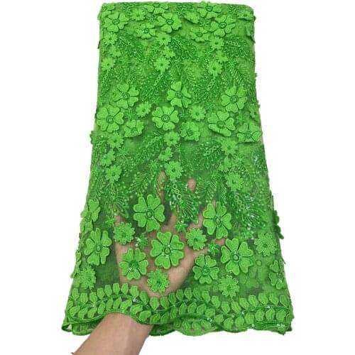 Sequined lace African Nigerian Lace Fabrics 2021 High Quality Sequin Lace Material French Tulle Lace Fabric For Wedding 5yards