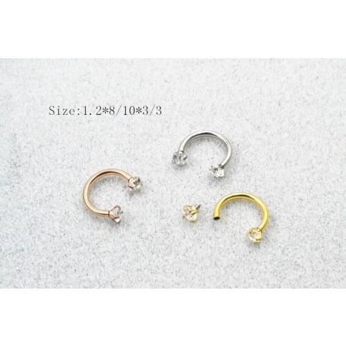 LOT50pcs Body Jewelry -CZ 16g Surgical Steel Ear/Nose/ Lip Labret Bar Piercing CBR Horseshoes Shine Ear Cartilage Helix