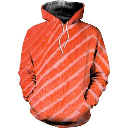 3D printing salmon series fashion casual Street hip hop zipper Sweatshirt Hoodie