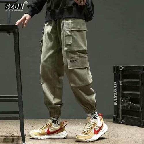 2021 New Autumn Sweatpants Harem Joggers Men Cargo Pants Streetwear Side Pockets Ribbons Casual Male Oversized Fashion Trousers