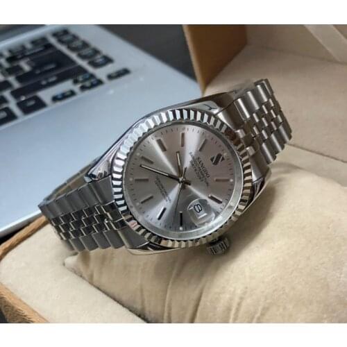 37.5mm Sangdo Business watch silver- white dial Automatic Self-Wind movement High quality Mechanical watches Mens watch sd227-8