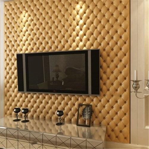 Beibehang European style imitation soft wallpaper 3D stereo imitation leather bedside living room TV wall wallpaper