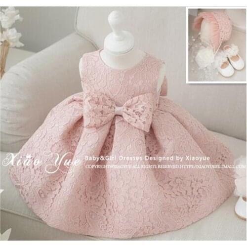 Newest Infant Baby Girl Dress 1 Year Birthday Dresses Baptism Christening Easter Gown Toddler Princess Dress for 3-18M With Hat