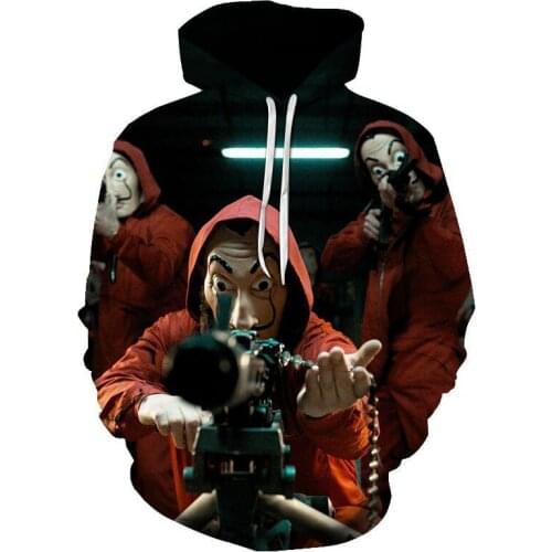 2021 New 3D Hoodies Sweatshirt Print TV Series La Casa De Papel Money Heist House of Paper Men/Women Fashion Men clothing Tops