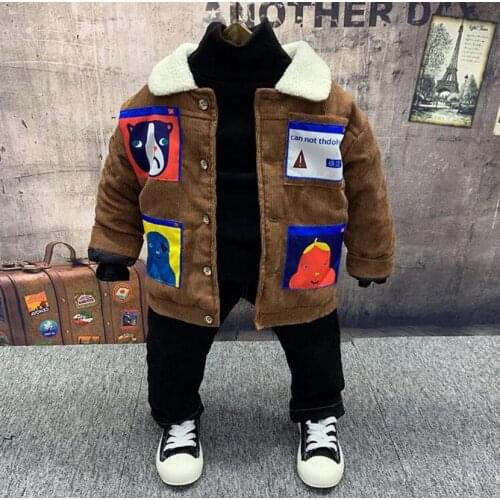 Toddler Kids Clothing set Baby Boy winter Clothes Set boys Warm coats,thick t-shirts,thick jeans 3Pcs/set 2-6Years