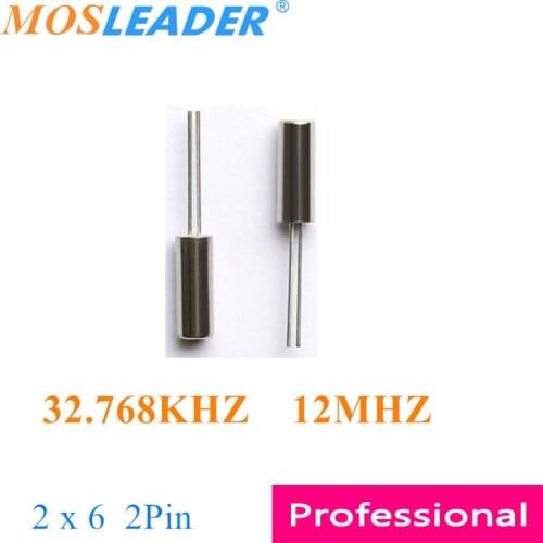 Mosleader 1000pcs 2x6 2*6 32.768KHZ 12MHZ DIP2 20PPM 32.768K 12M Passive crystal oscillator Dip Cylinder Crystal Through hole