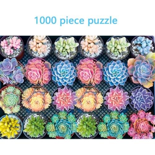 Puzzle Succulent Plants 1000 Piece Adult Children Puzzle Holiday Pattern game manual capability Educational sticker Toy may21