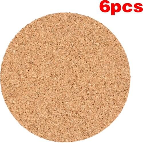 New 6Pcs Handy Round Shape Dia 9cm Plain Natural Cork Coasters Wine Drink Coffee Tea Cup Mats Table Pad For Home Office Kitchen