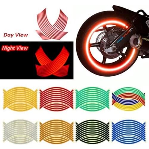 Car Motorcycle Bicycle Wheel 18 Inch Reflective Sticker Decorative Styling Strip Wheel Rim Hub Tire Protection Decal Tape
