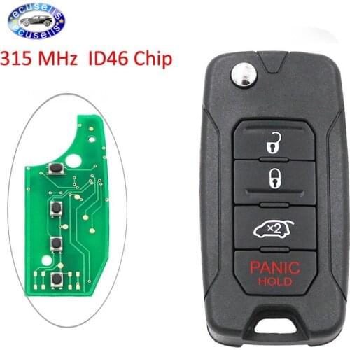 Smart Key New Replacement Uncut Flip Remote Key Fob 3+1 Button Folding Car Key 315Mhz ID46 Chip for Chrysler Dodge Car
