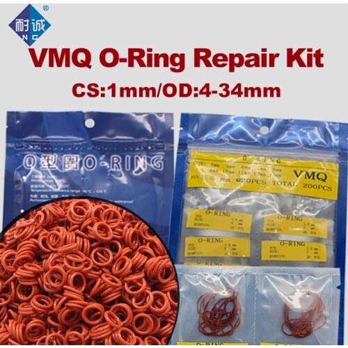 Red Silicone Rubber Multiple size repair kit combination O-ring Silicone/VMQ thickness CS1mm O ring Seal Ring Gasket Washer