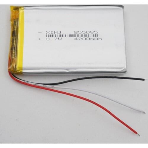 XINJ 3.7V 4200mAh 3 Wires Thermistor Lithium Polymer Battery For GPS Portable DVD E-Book PDA MID Tablet PC 855085